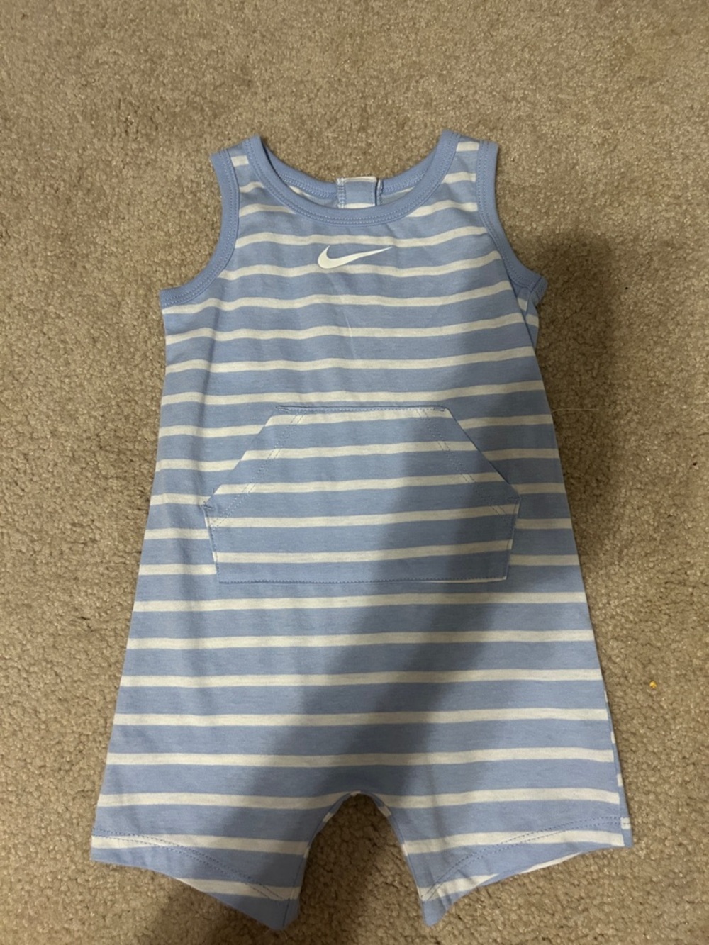 Nike Light Blue & White Striped Infant Romper